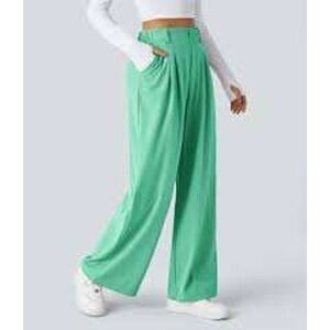 Halara NEW Womens Mint Pants Pleated High Waisted Career Athleisure Minimalist